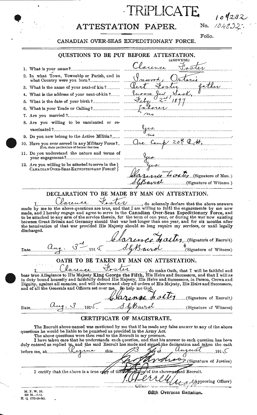 Personnel Records of the First World War - CEF 330534a