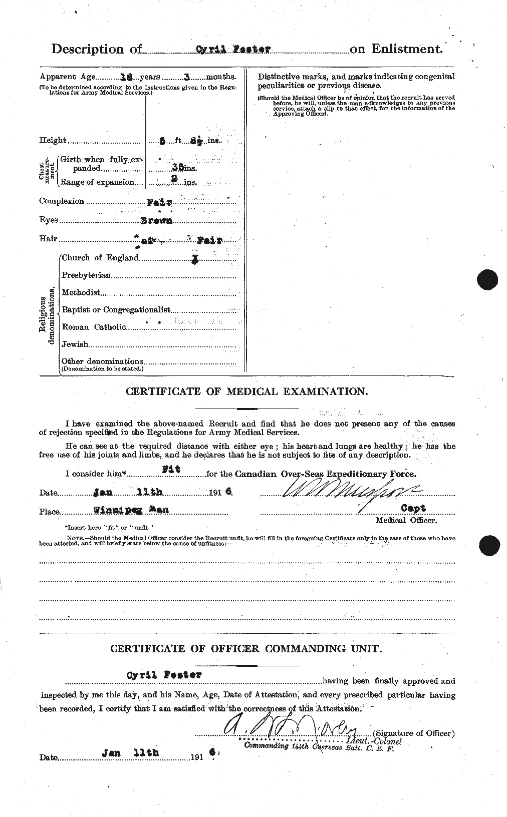 Dossiers du Personnel de la Première Guerre mondiale - CEC 330551b