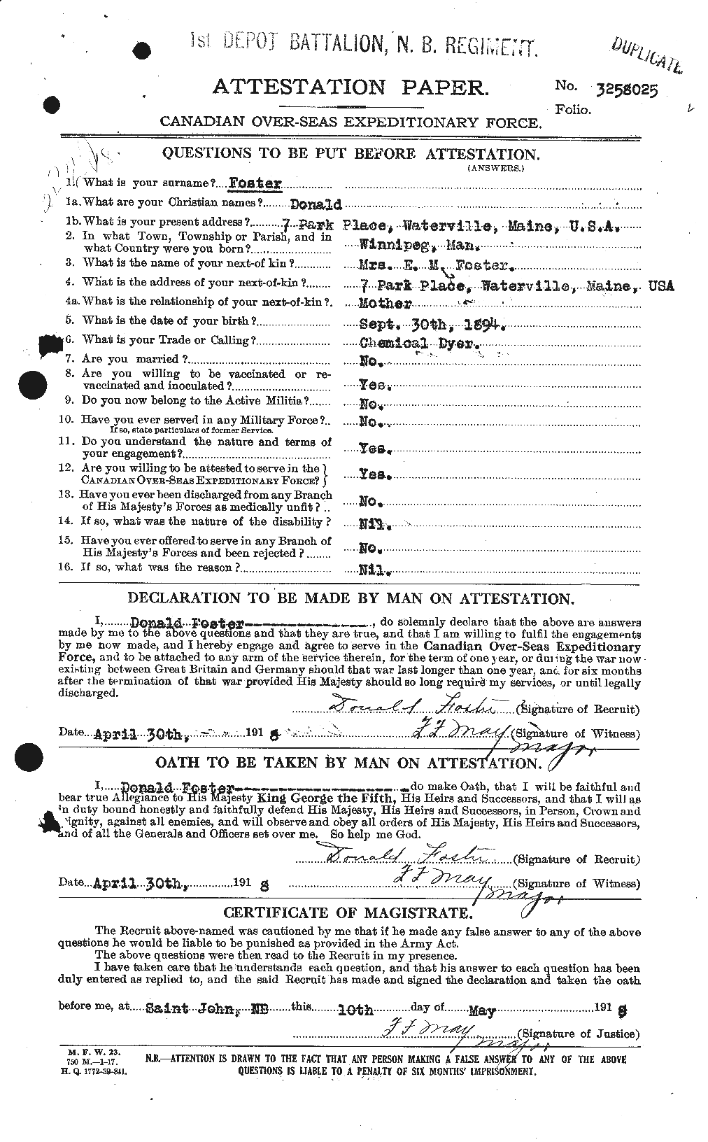 Personnel Records of the First World War - CEF 330562a