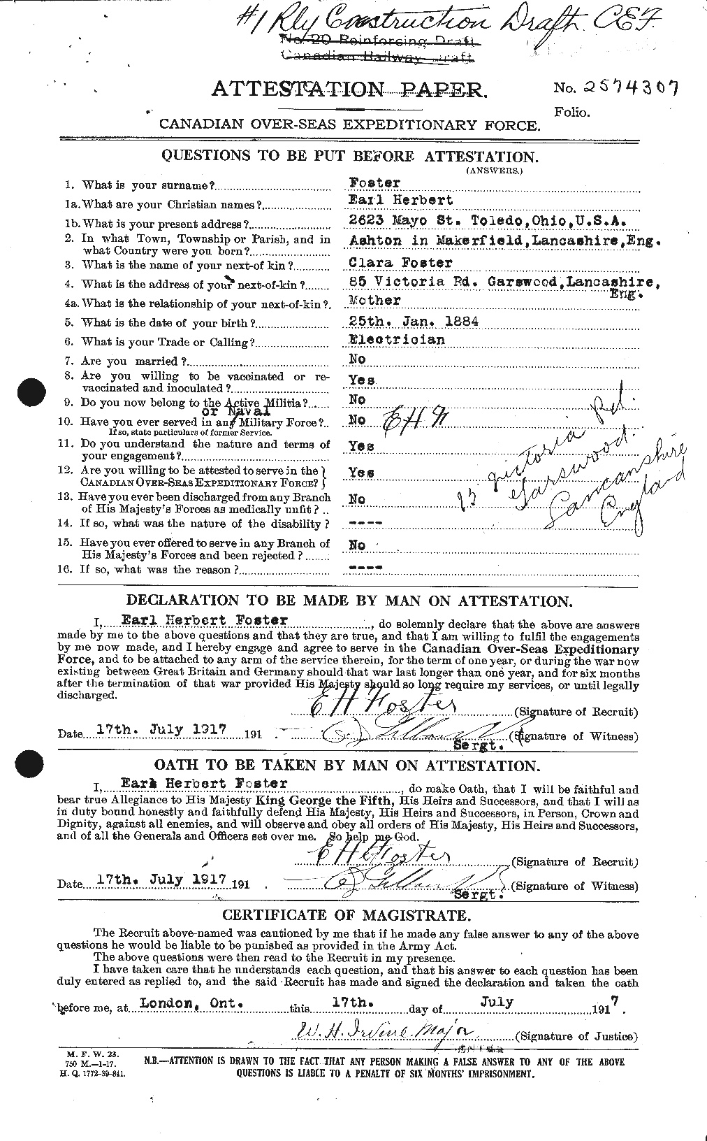 Personnel Records of the First World War - CEF 330570a