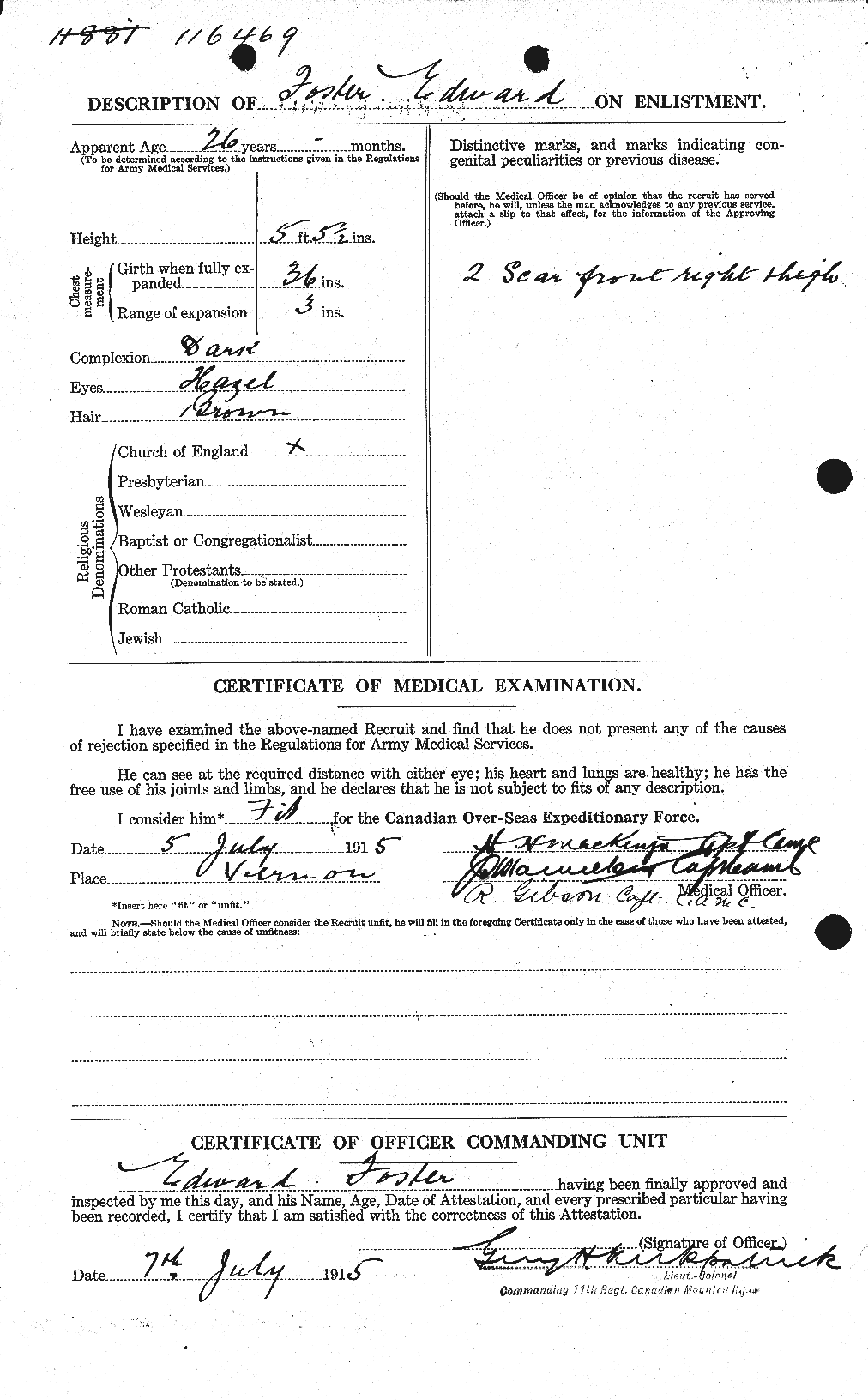 Dossiers du Personnel de la Première Guerre mondiale - CEC 330576b