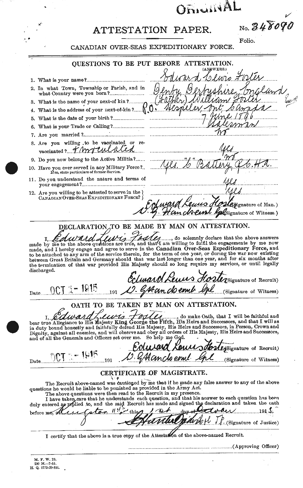 Personnel Records of the First World War - CEF 330585a