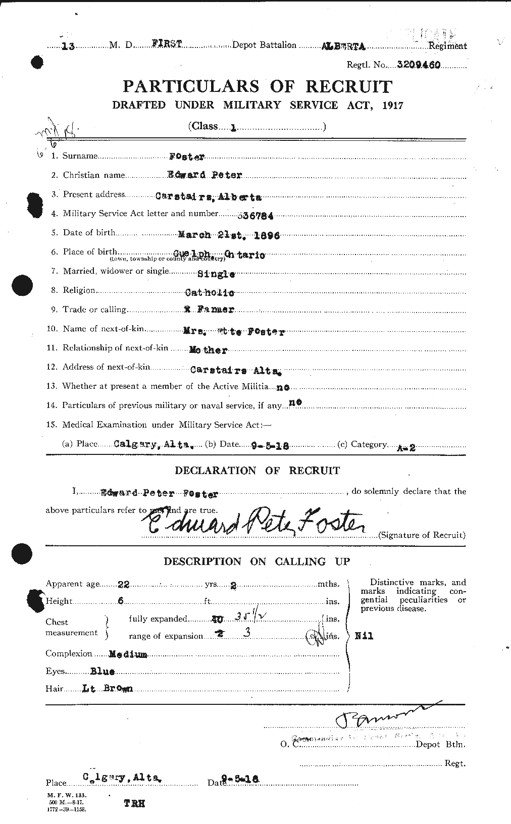Dossiers du Personnel de la Première Guerre mondiale - CEC 330587a