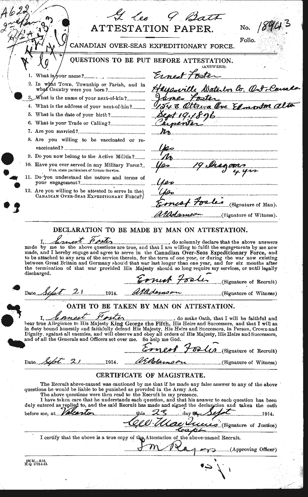 Personnel Records of the First World War - CEF 330600a