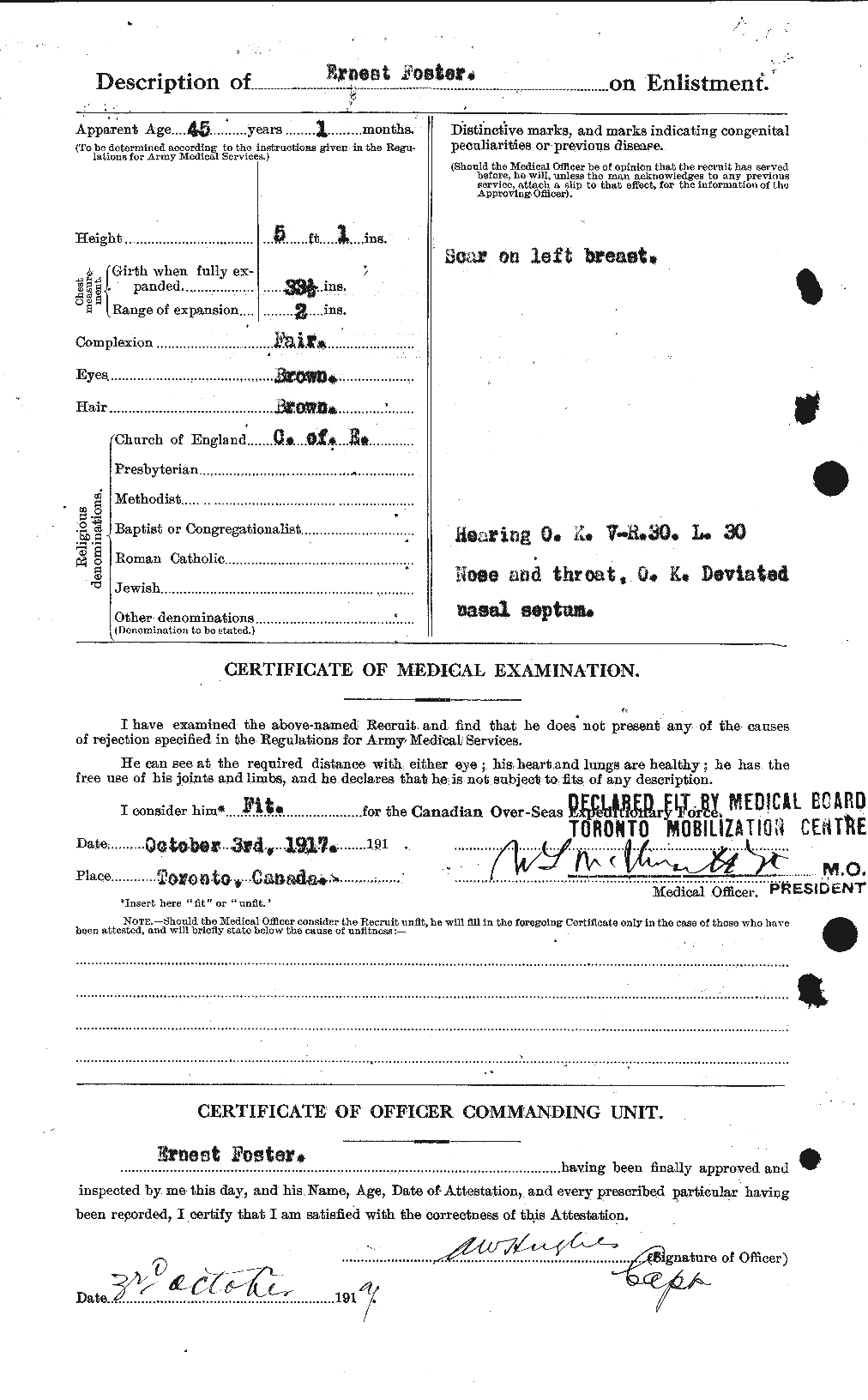 Dossiers du Personnel de la Première Guerre mondiale - CEC 330601b
