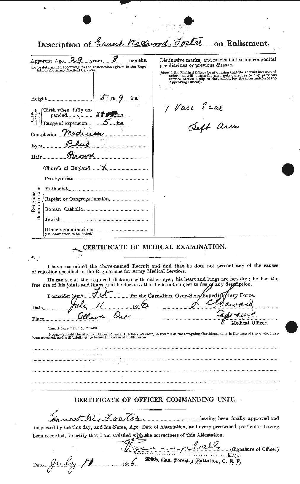 Dossiers du Personnel de la Première Guerre mondiale - CEC 330608b