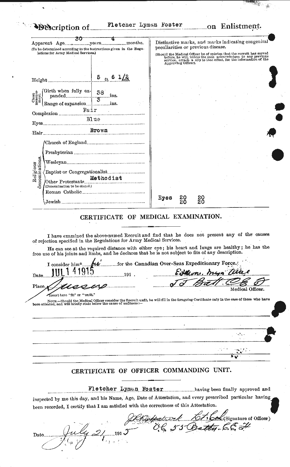 Dossiers du Personnel de la Première Guerre mondiale - CEC 330610b