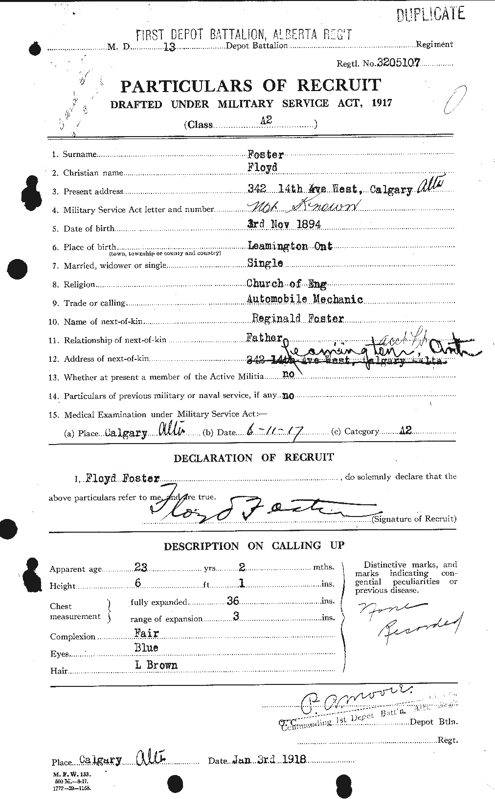 Dossiers du Personnel de la Première Guerre mondiale - CEC 330611a