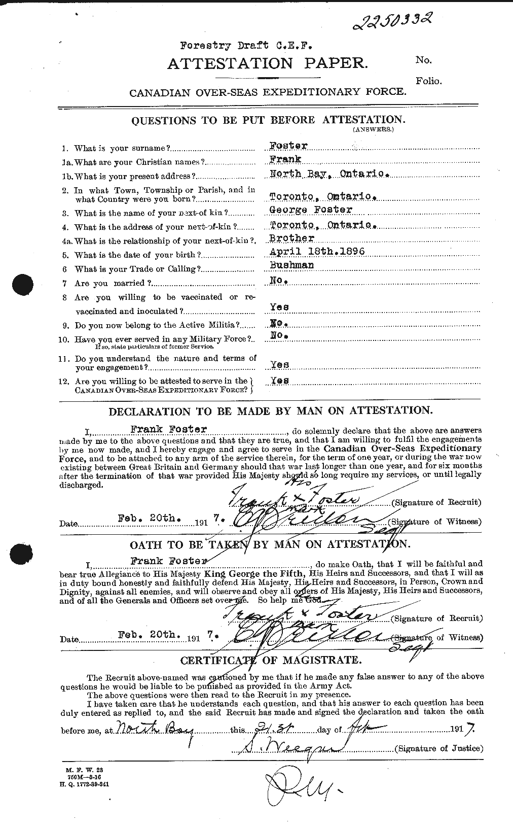 Personnel Records of the First World War - CEF 330618a