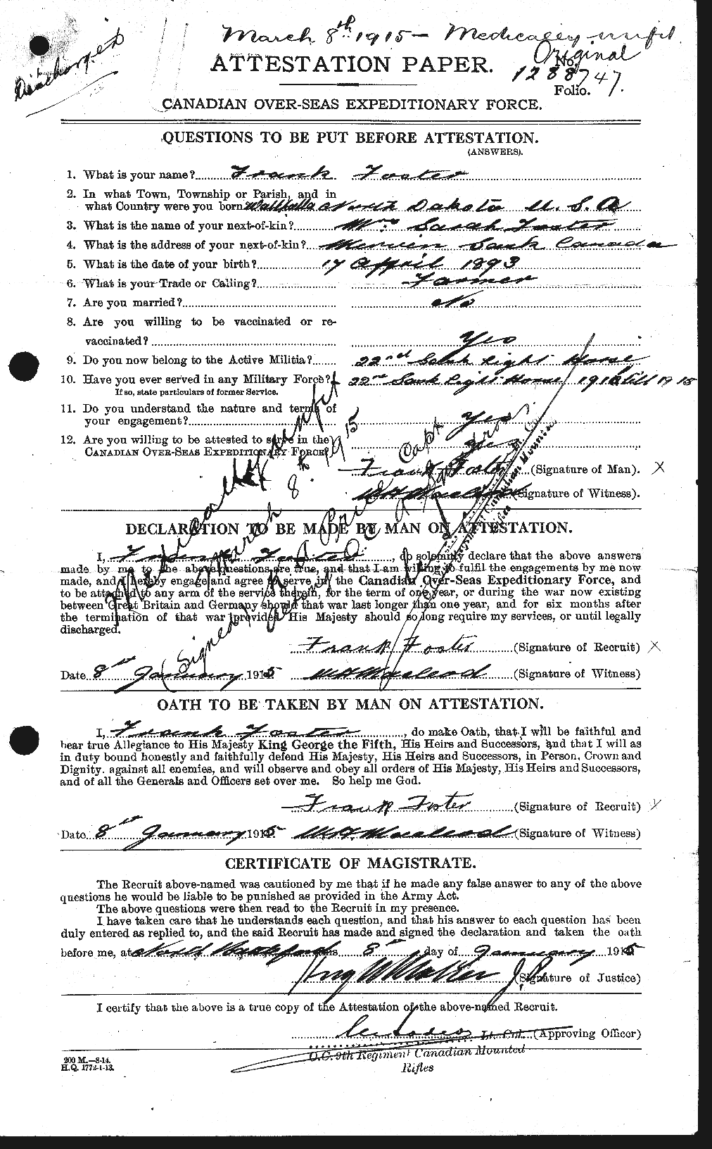 Personnel Records of the First World War - CEF 330619a