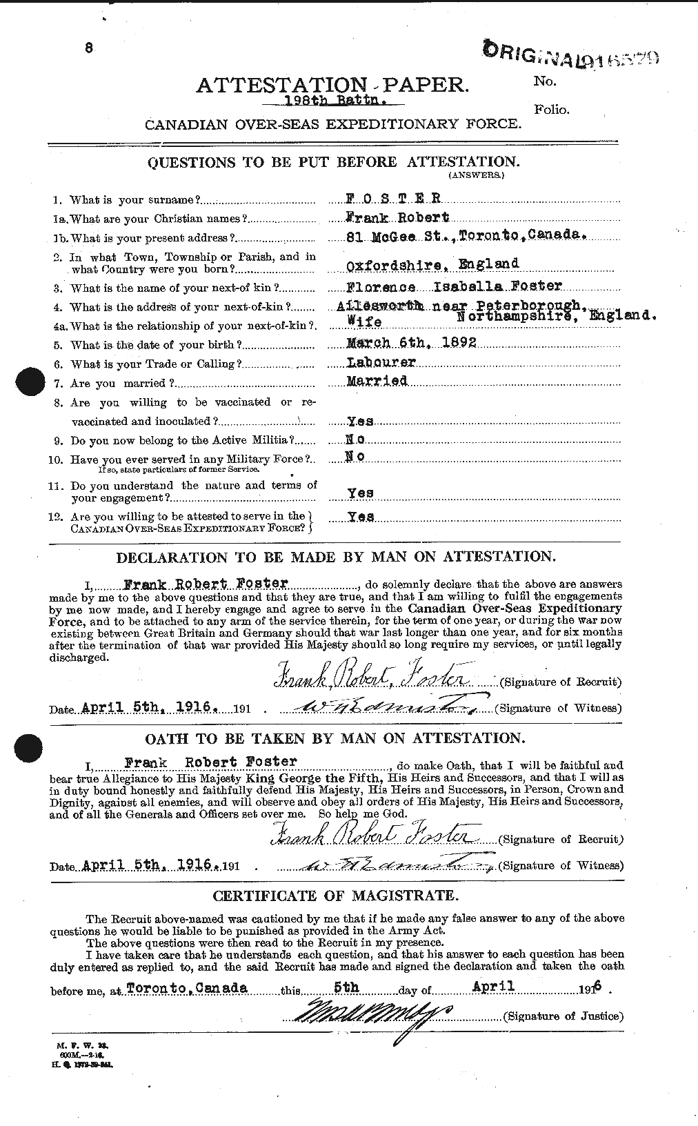 Personnel Records of the First World War - CEF 330628a