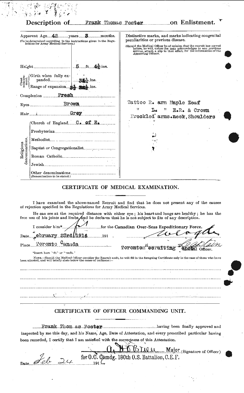Dossiers du Personnel de la Première Guerre mondiale - CEC 330629b