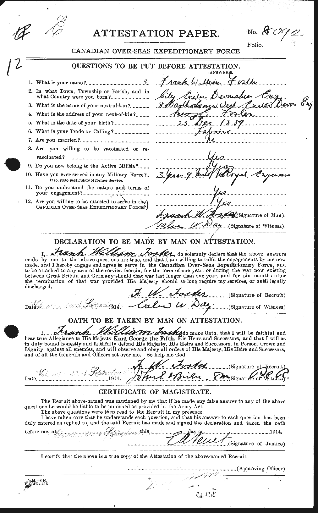 Personnel Records of the First World War - CEF 330630a