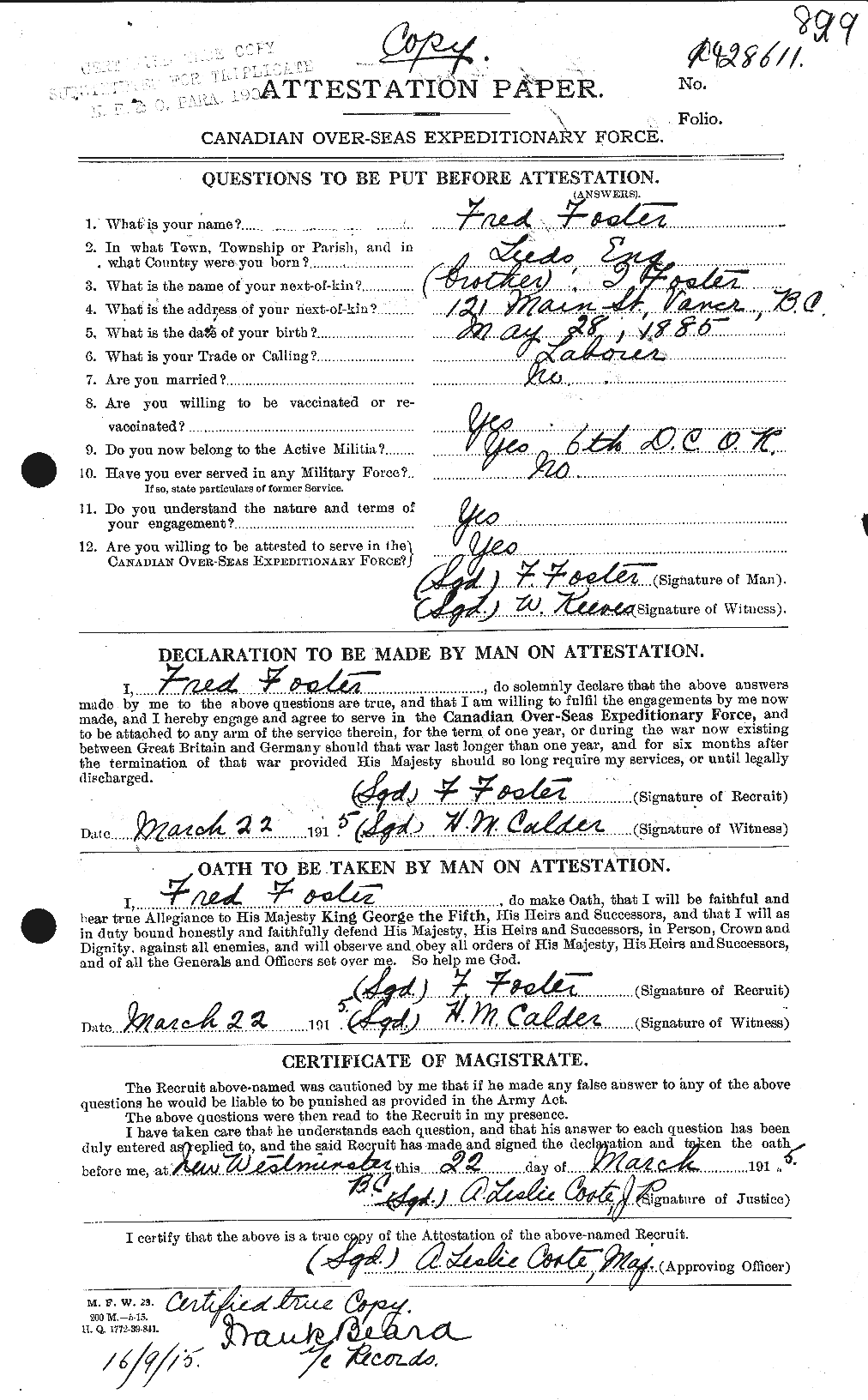 Personnel Records of the First World War - CEF 330634a