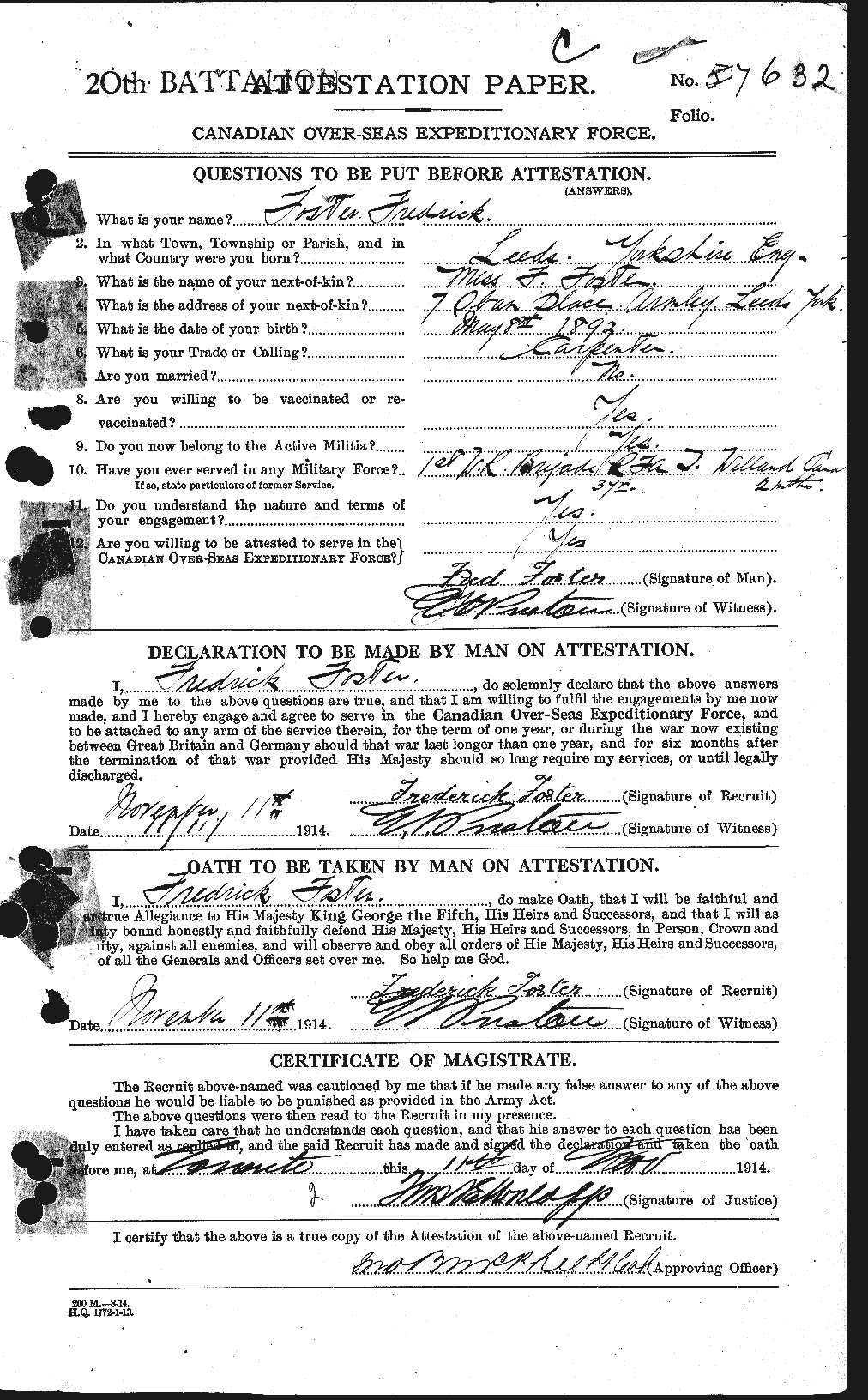 Personnel Records of the First World War - CEF 330645a