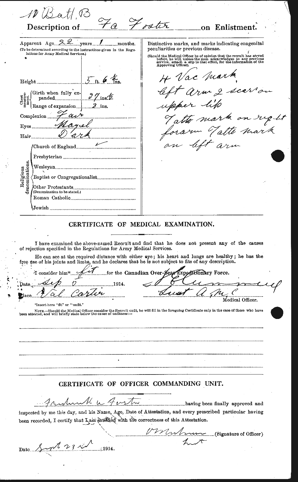 Dossiers du Personnel de la Première Guerre mondiale - CEC 330646b