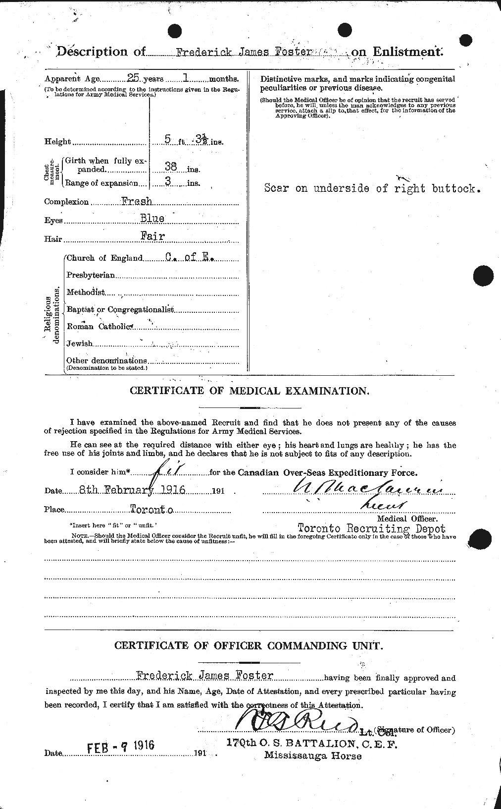 Dossiers du Personnel de la Première Guerre mondiale - CEC 330653b