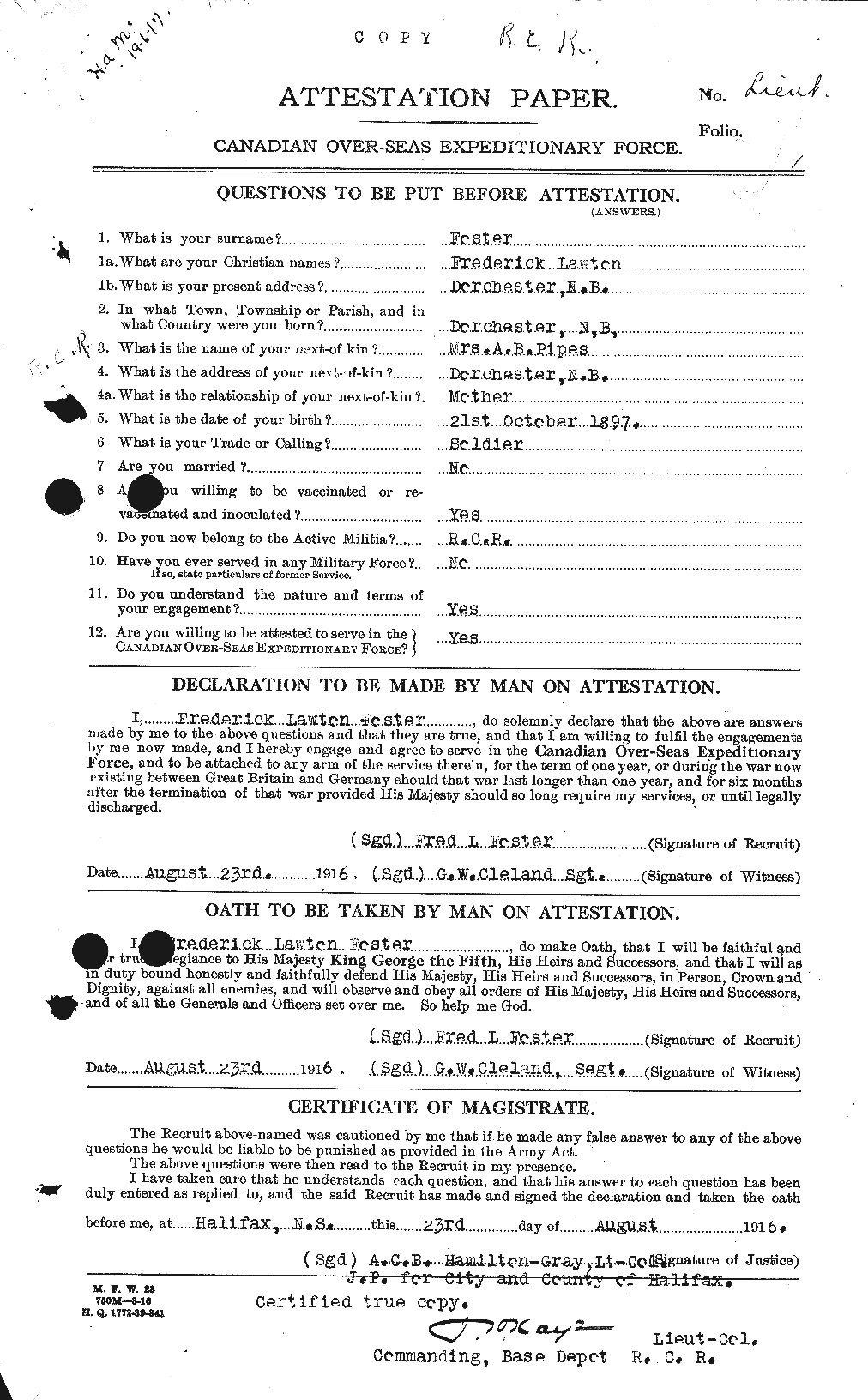 Personnel Records of the First World War - CEF 330655a
