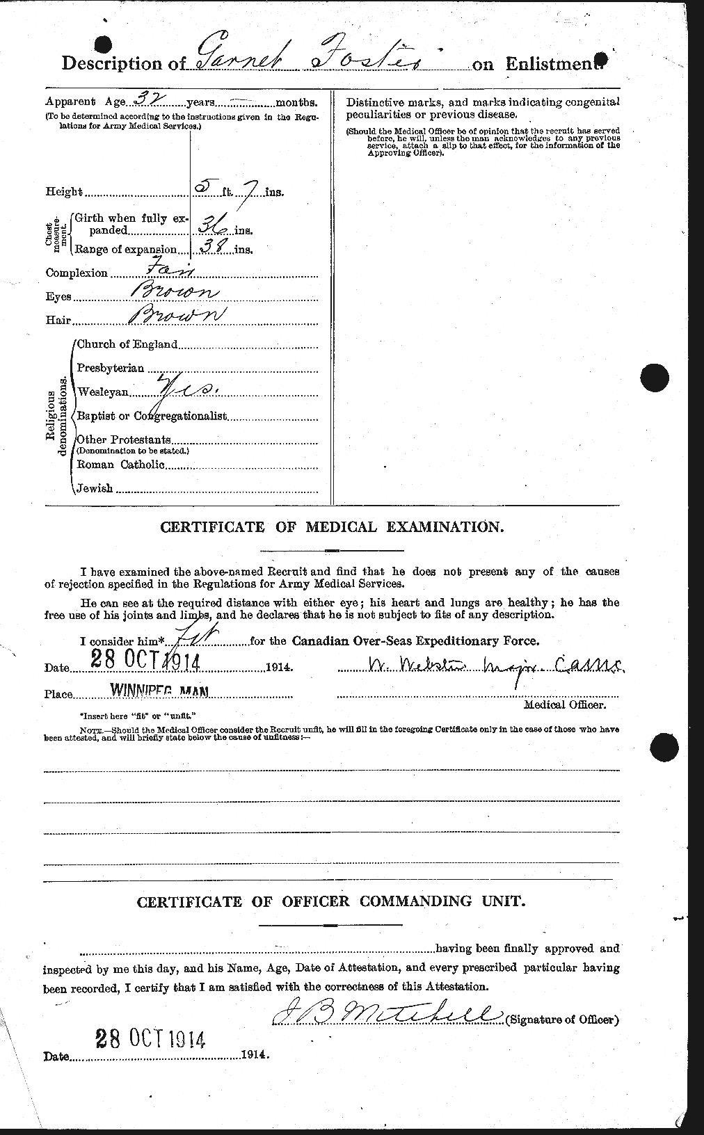 Dossiers du Personnel de la Première Guerre mondiale - CEC 330658b