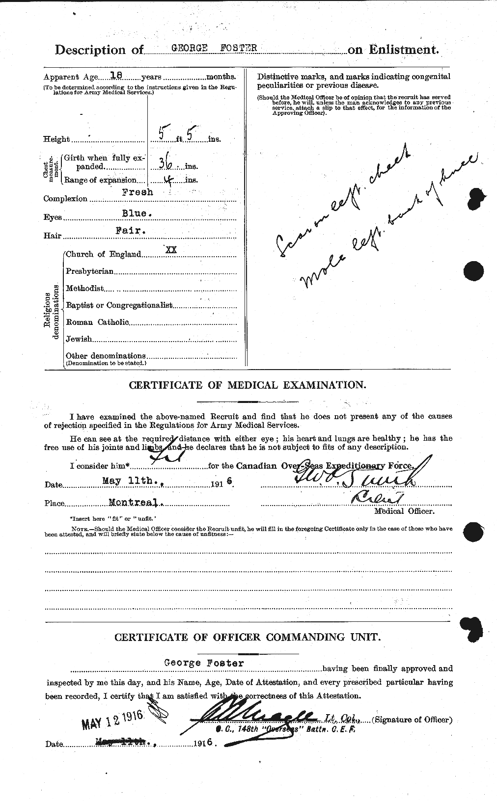 Dossiers du Personnel de la Première Guerre mondiale - CEC 330662b