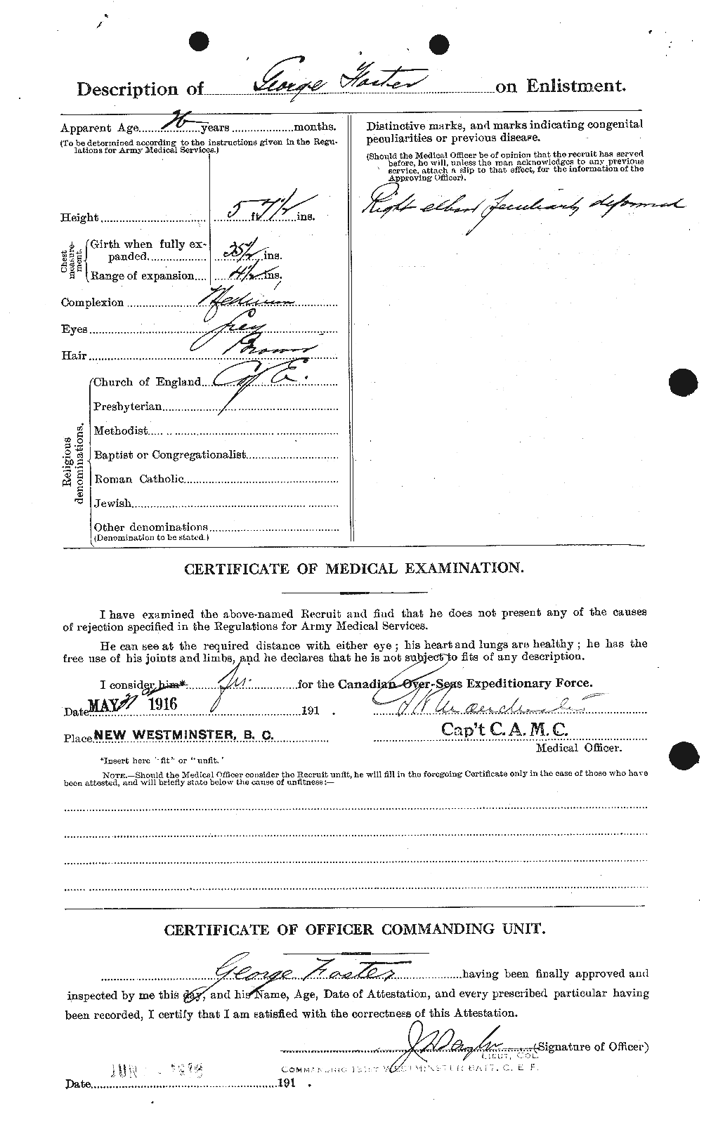 Dossiers du Personnel de la Première Guerre mondiale - CEC 330666b
