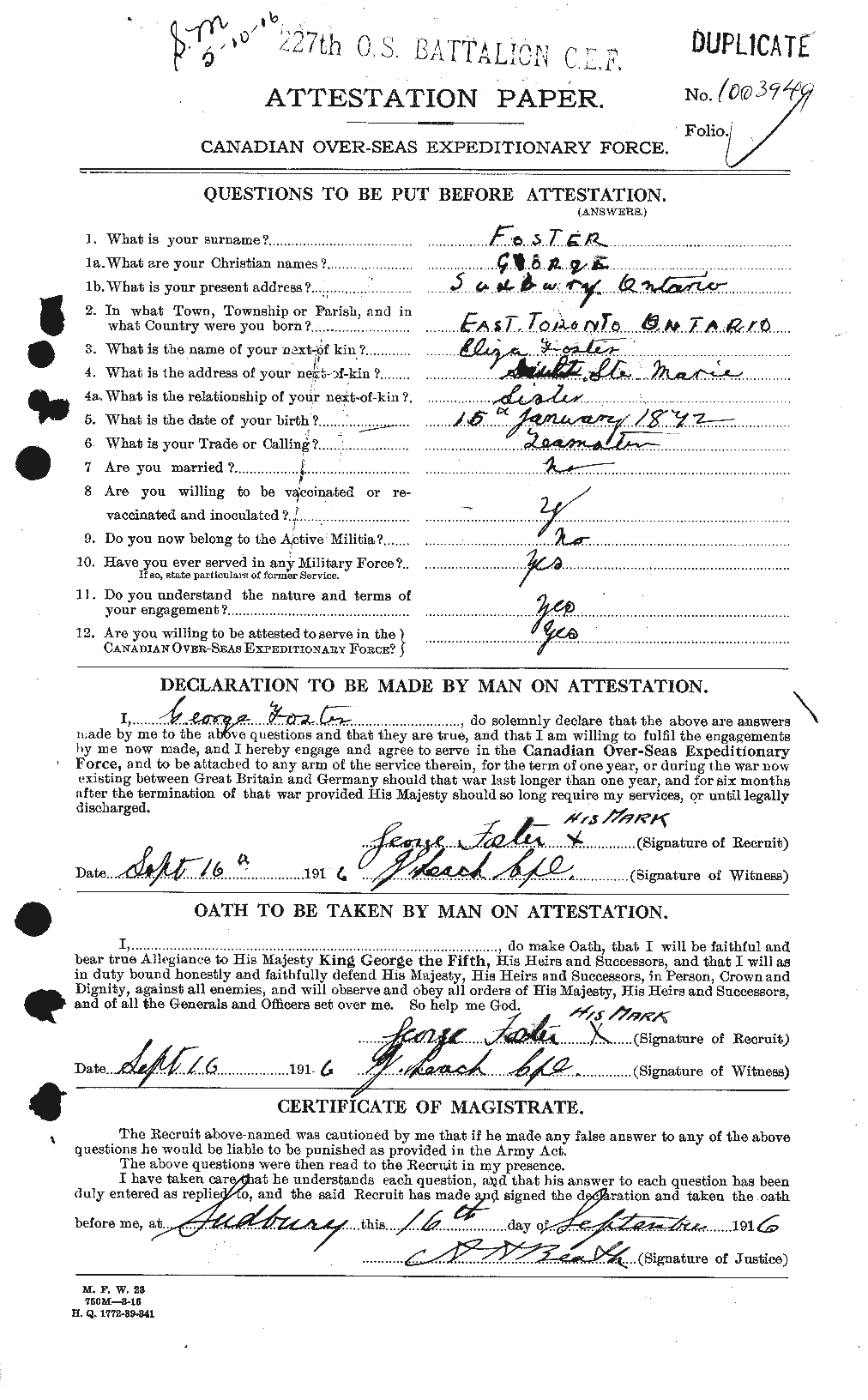 Dossiers du Personnel de la Première Guerre mondiale - CEC 330667a