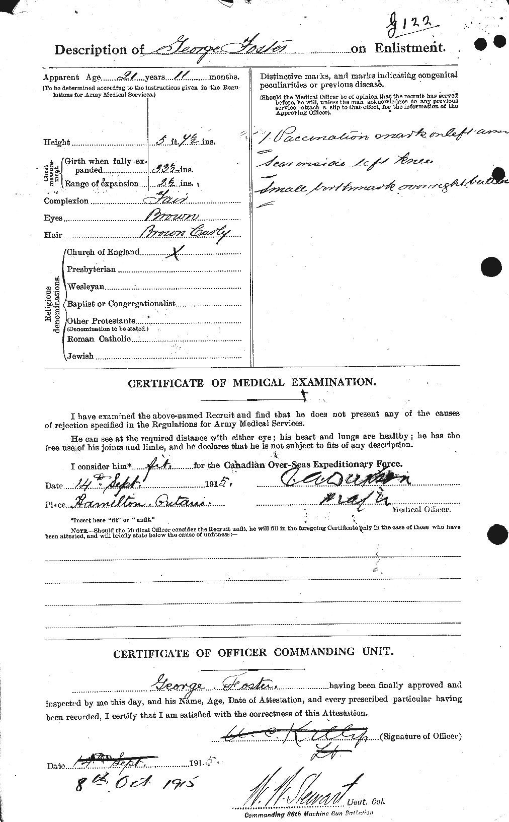 Dossiers du Personnel de la Première Guerre mondiale - CEC 330672b