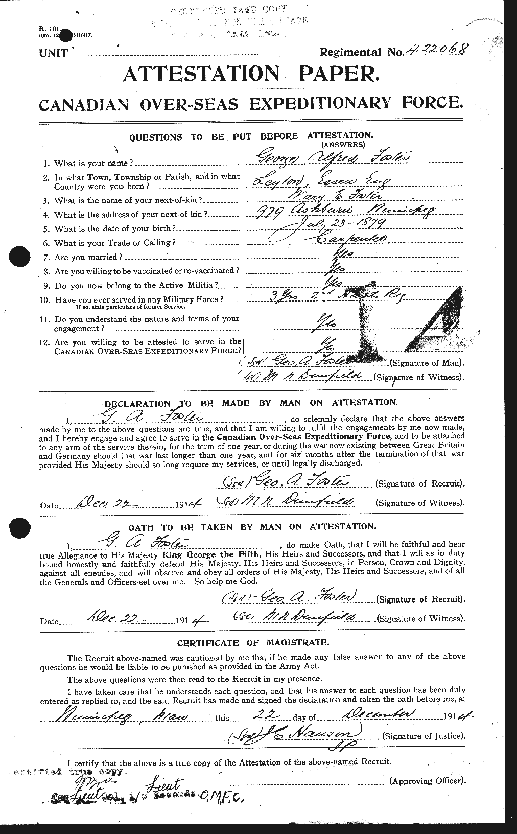 Personnel Records of the First World War - CEF 330678a