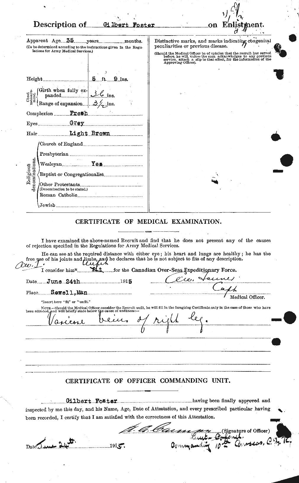 Dossiers du Personnel de la Première Guerre mondiale - CEC 330712b
