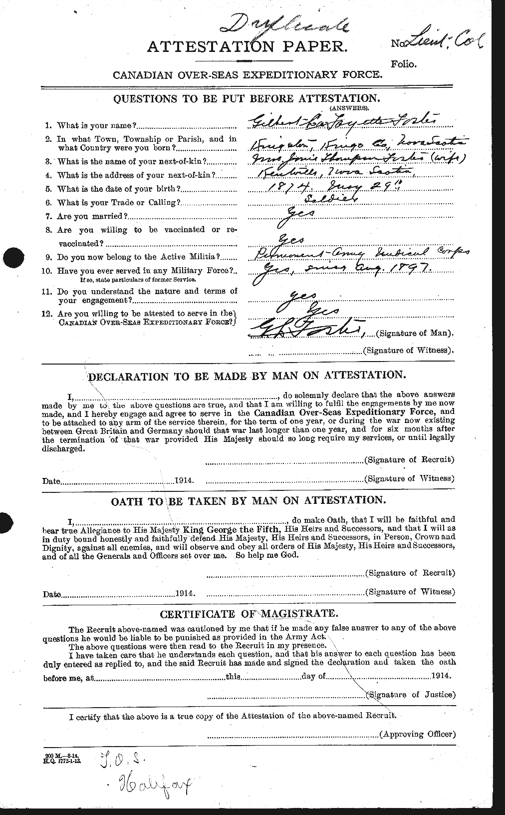 Personnel Records of the First World War - CEF 330714a
