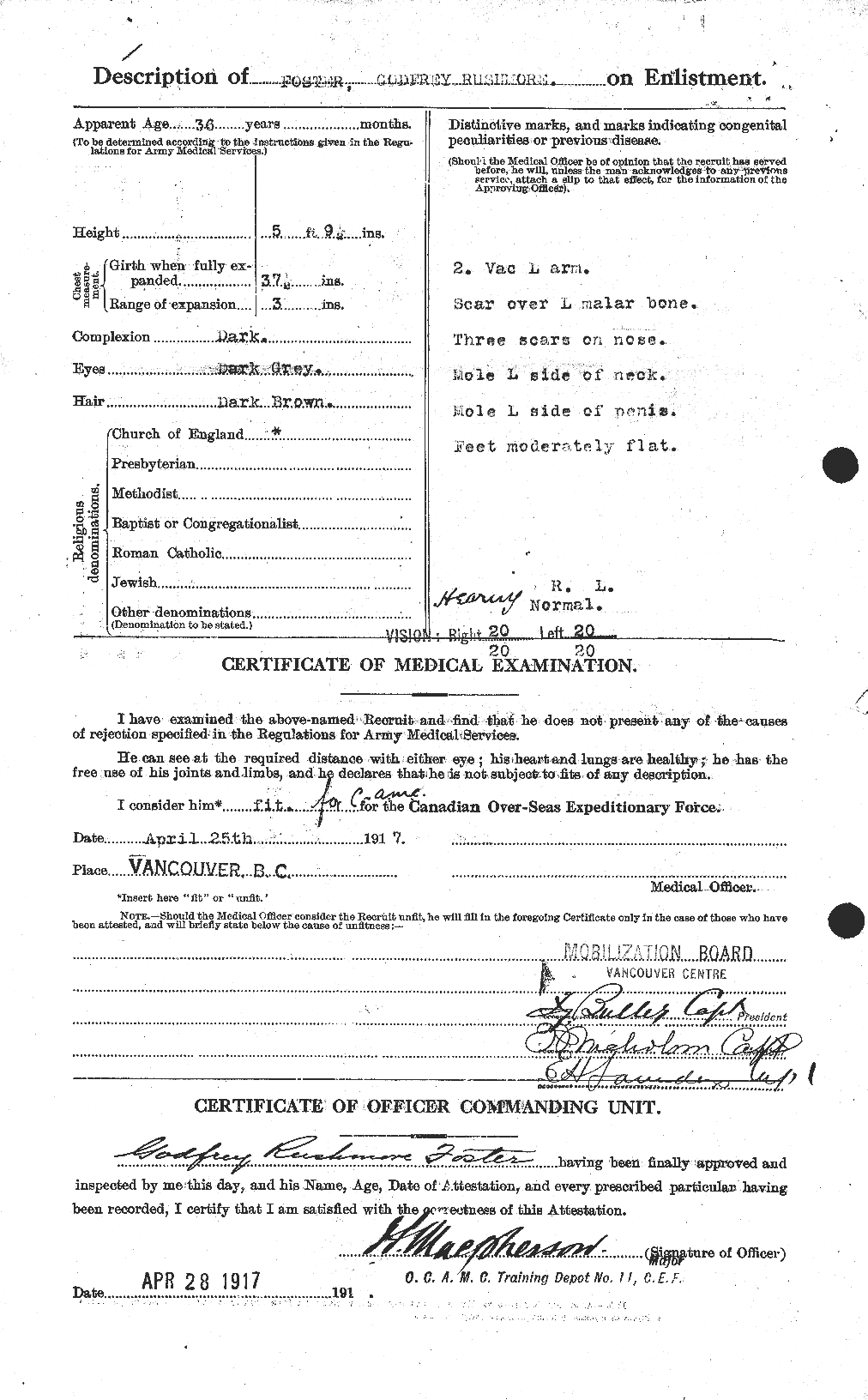 Dossiers du Personnel de la Première Guerre mondiale - CEC 330716b