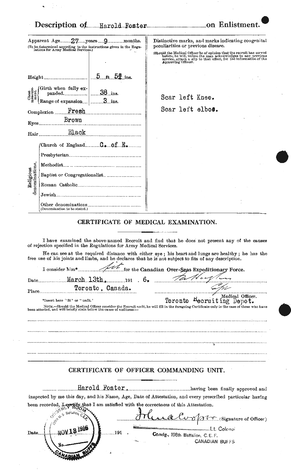 Dossiers du Personnel de la Première Guerre mondiale - CEC 330726b