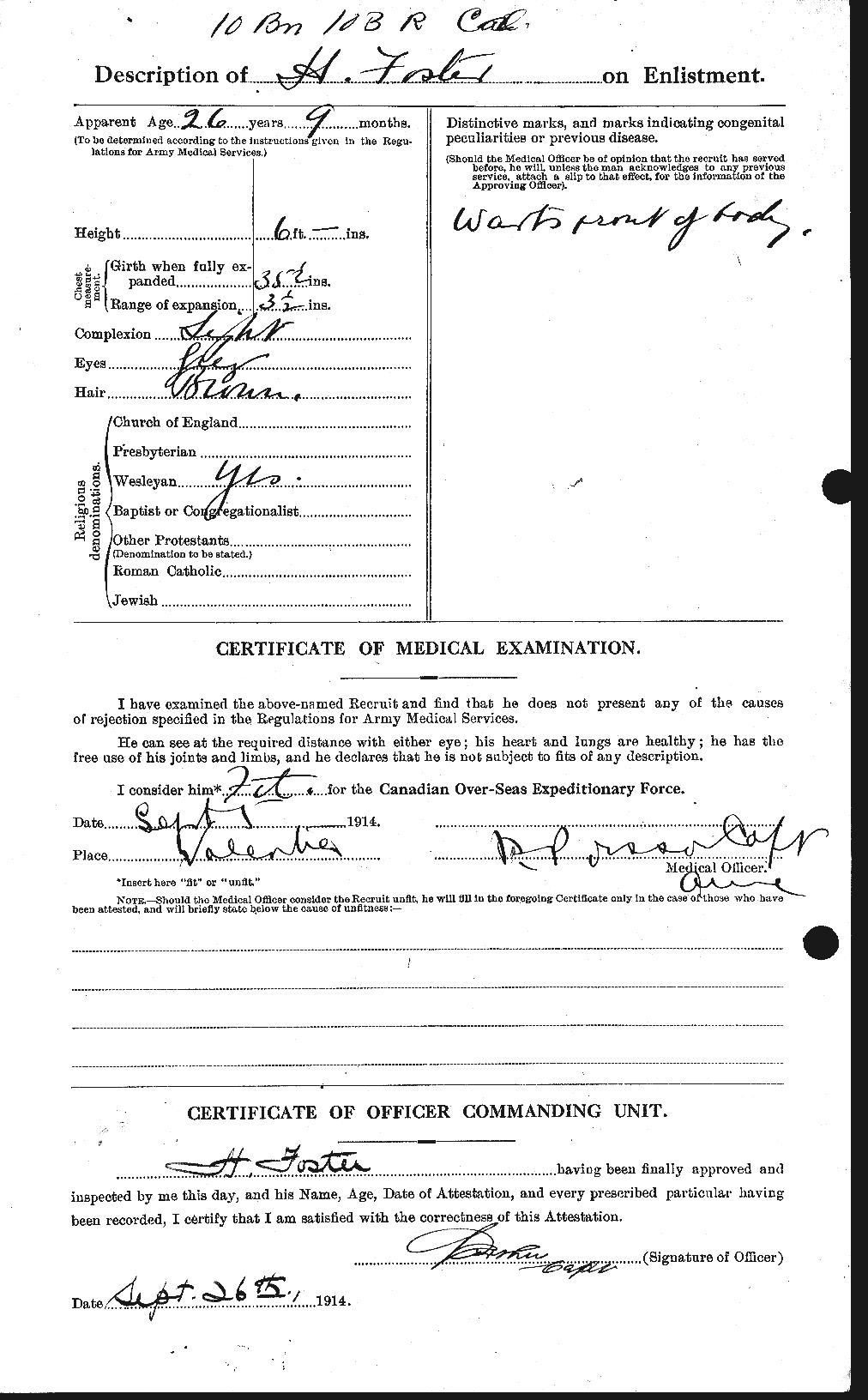 Dossiers du Personnel de la Première Guerre mondiale - CEC 330734b