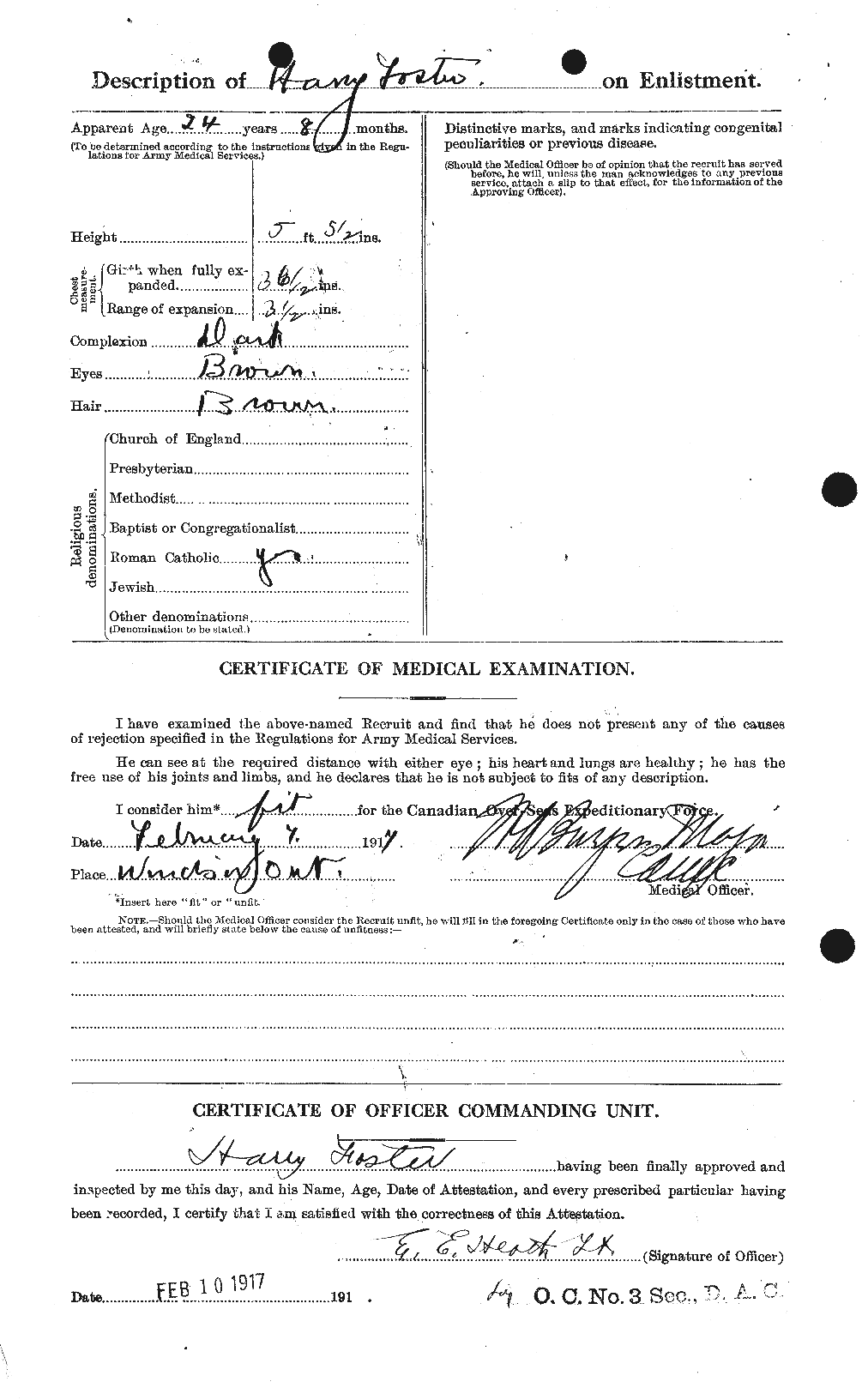 Dossiers du Personnel de la Première Guerre mondiale - CEC 330739b