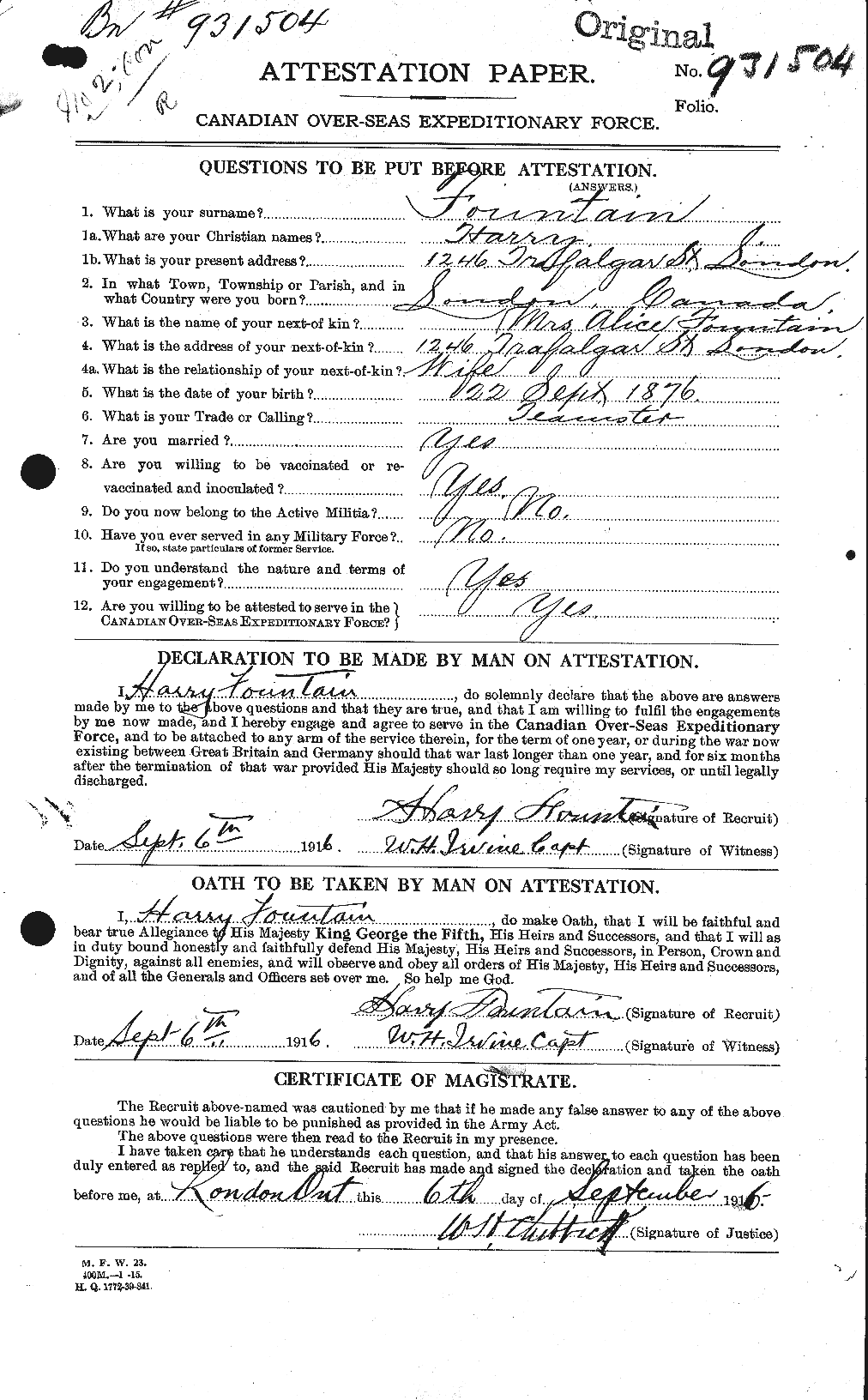 Personnel Records of the First World War - CEF 330973a