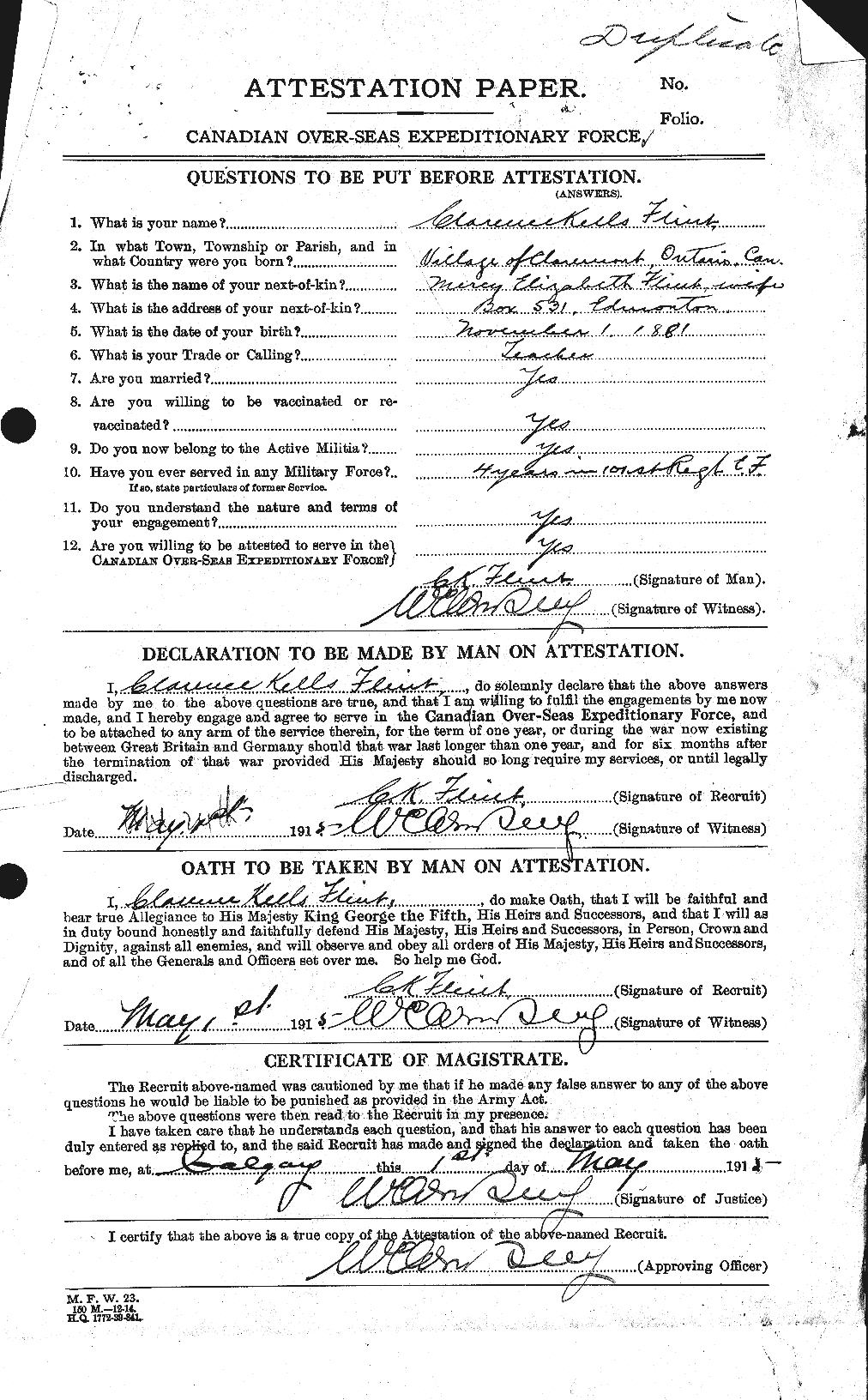 Personnel Records of the First World War - CEF 331167a