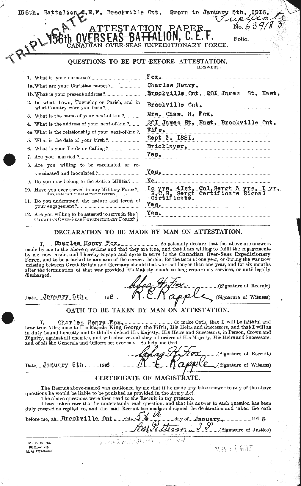 Personnel Records of the First World War - CEF 331254a