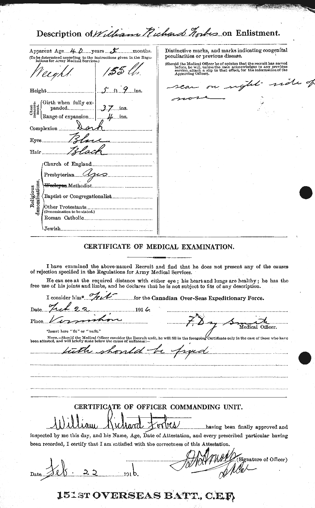 Dossiers du Personnel de la Première Guerre mondiale - CEC 331837b