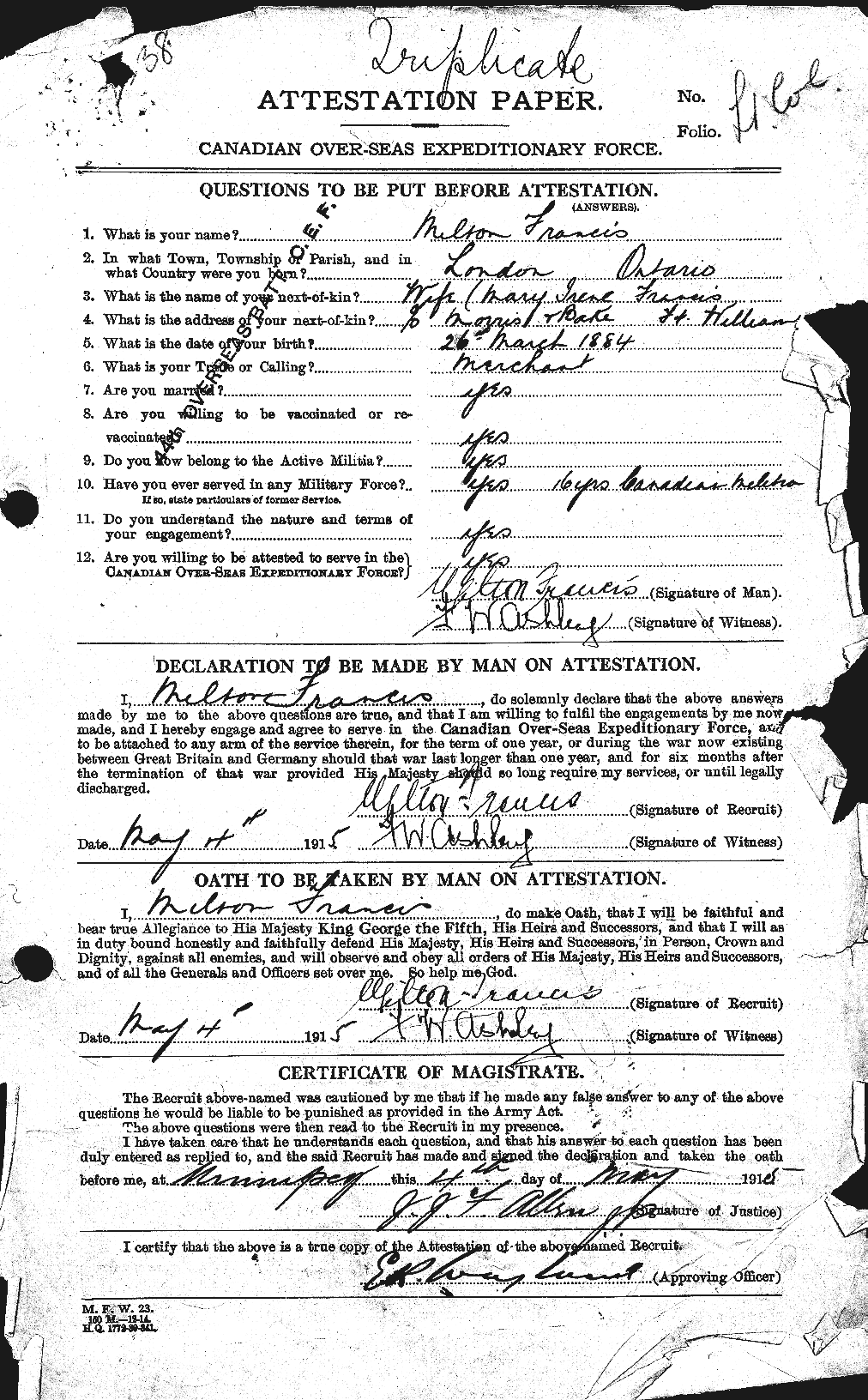 Personnel Records of the First World War - CEF 331883a