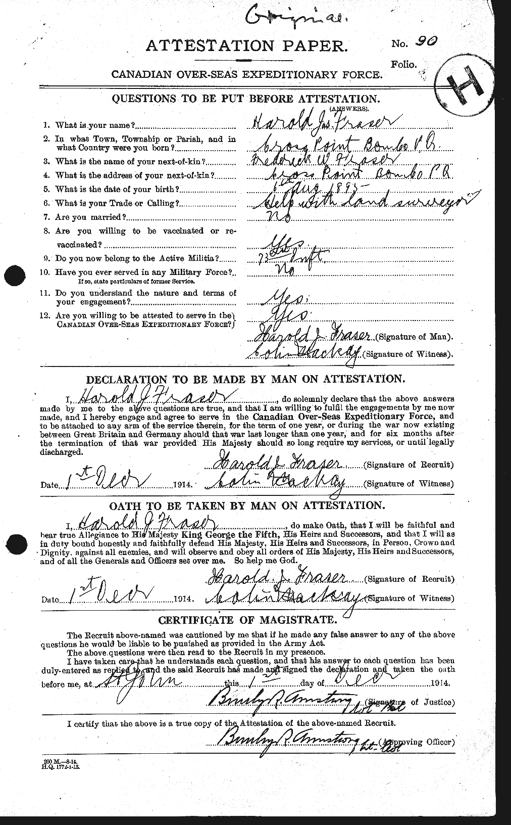 Personnel Records of the First World War - CEF 332161a