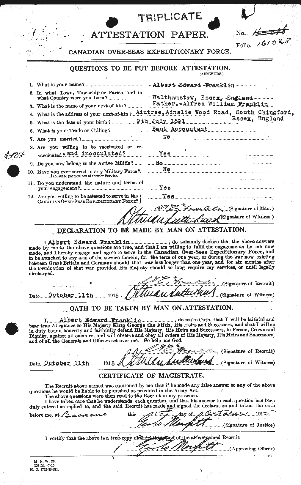 Personnel Records of the First World War - CEF 332364a