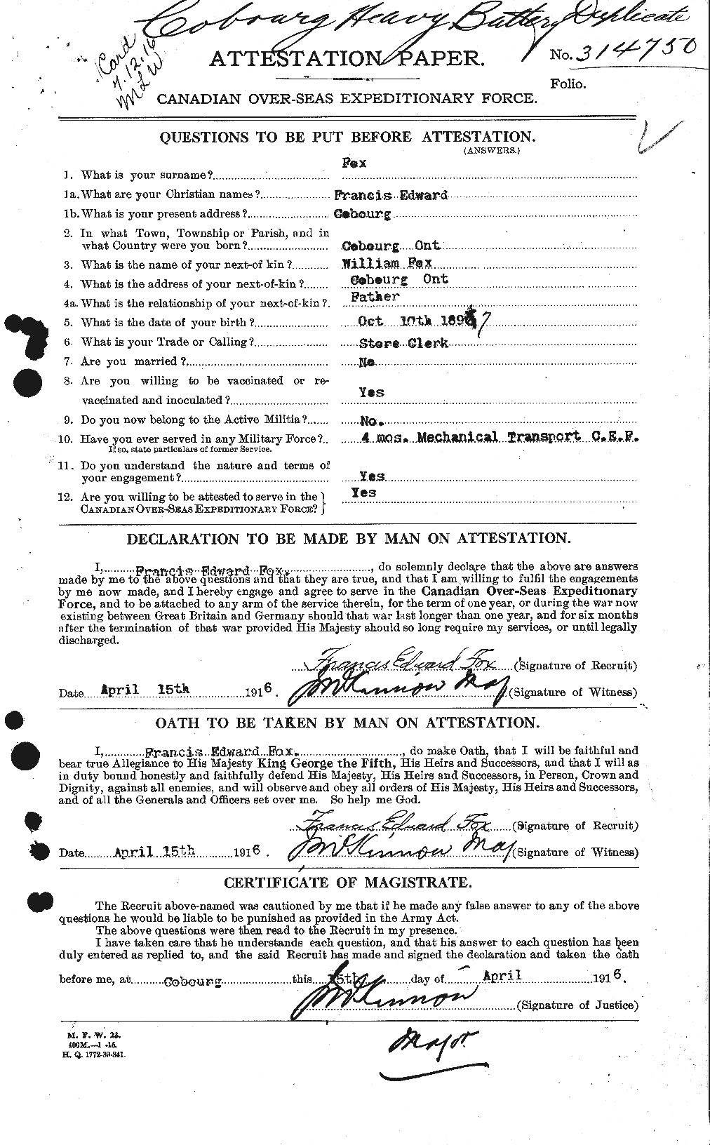 Personnel Records of the First World War - CEF 332448a