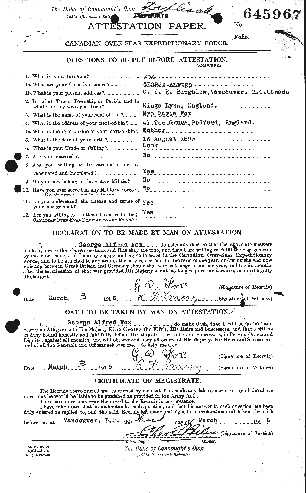 Personnel Records of the First World War - CEF 332484a