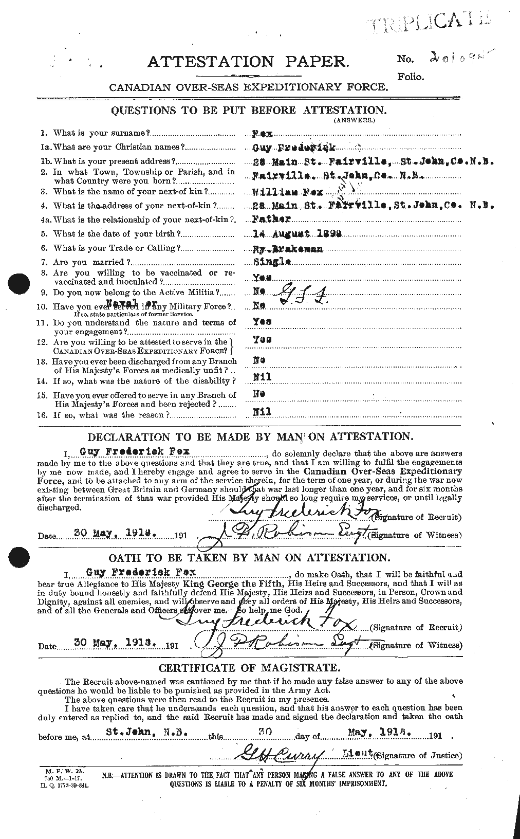 Personnel Records of the First World War - CEF 332497a