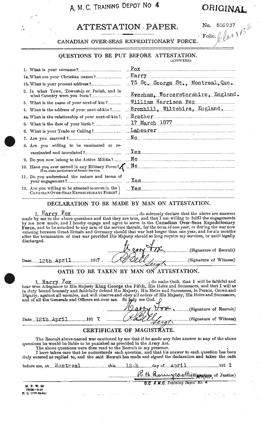 Personnel Records of the First World War - CEF 332509a
