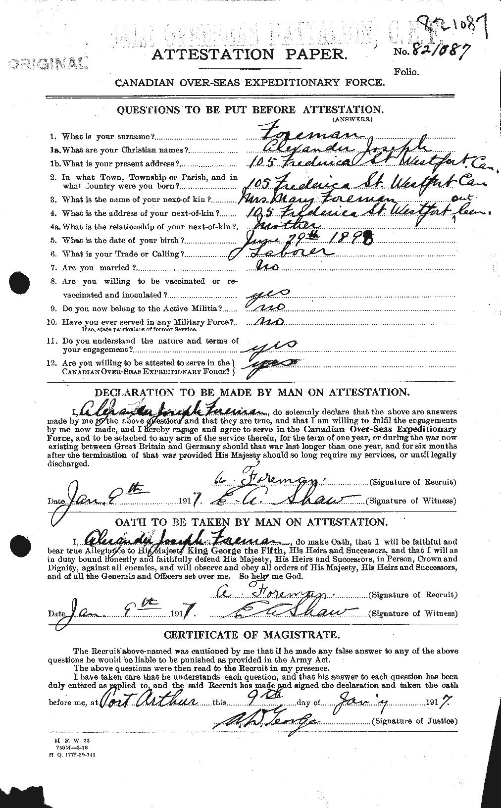 Personnel Records of the First World War - CEF 332647a