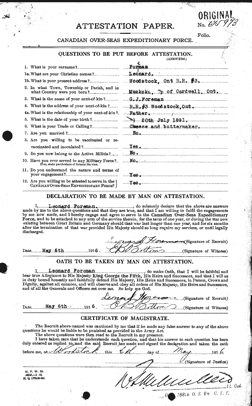 Personnel Records of the First World War - CEF 332699a