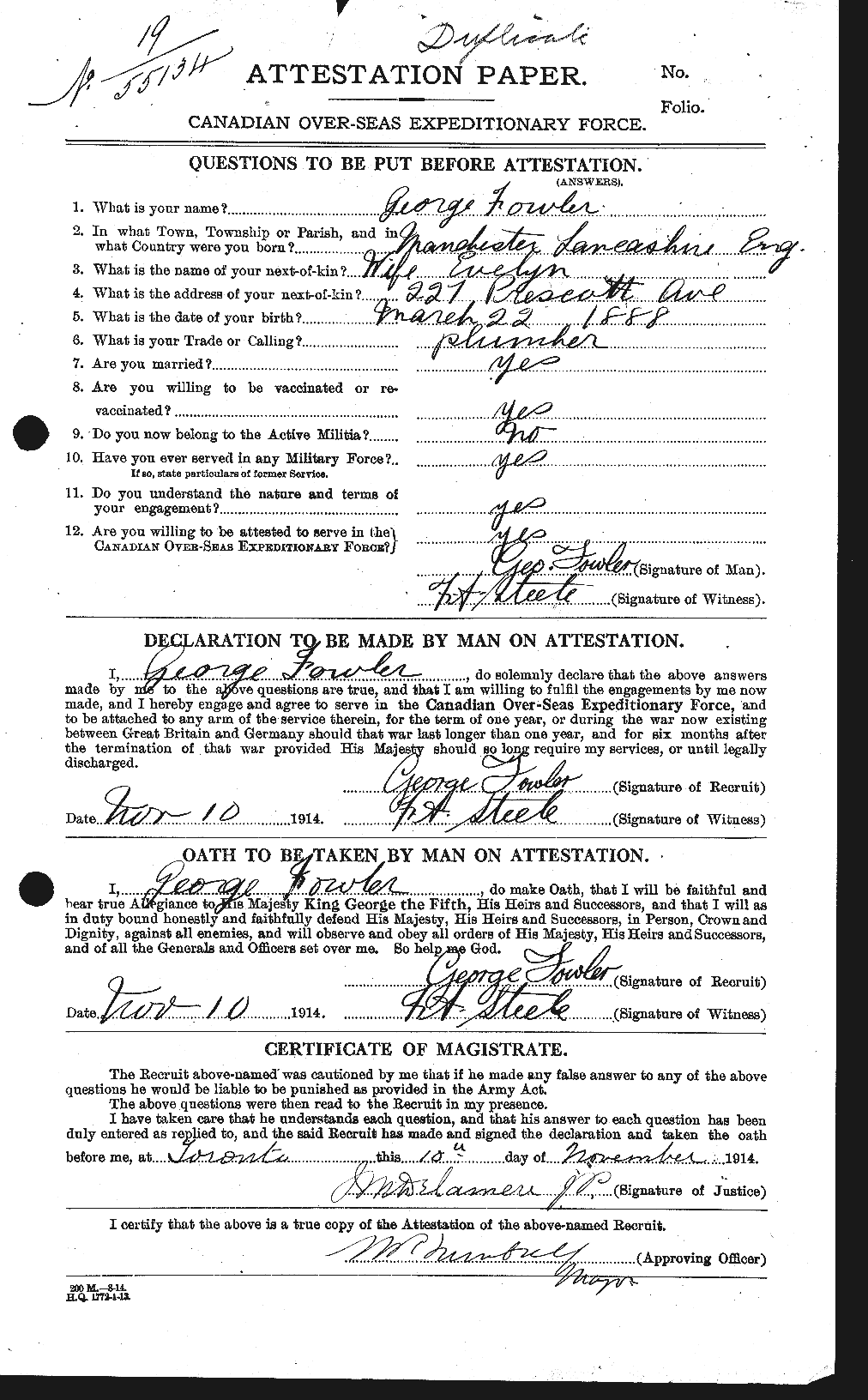 Personnel Records of the First World War - CEF 333052a