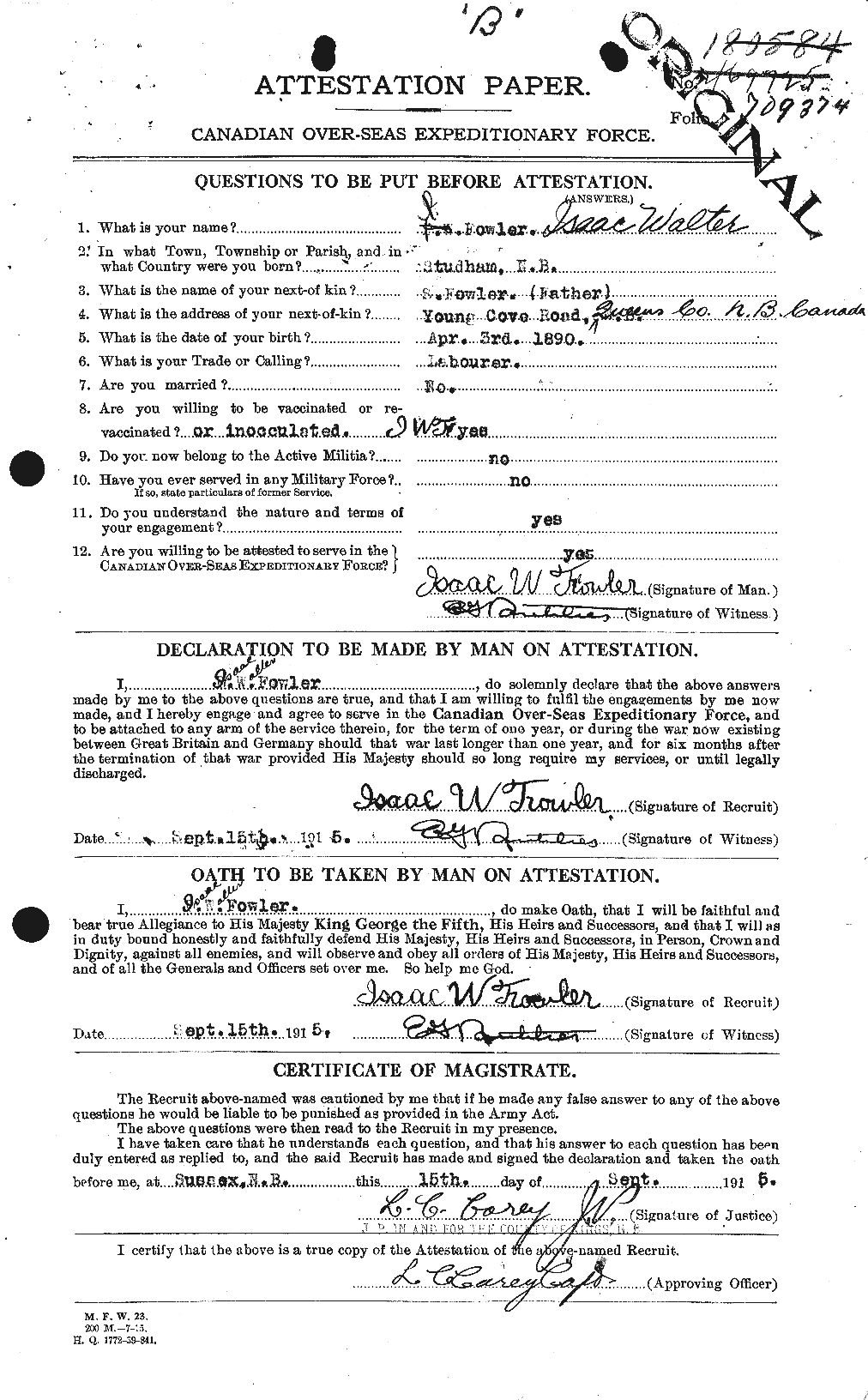 Personnel Records of the First World War - CEF 333092a
