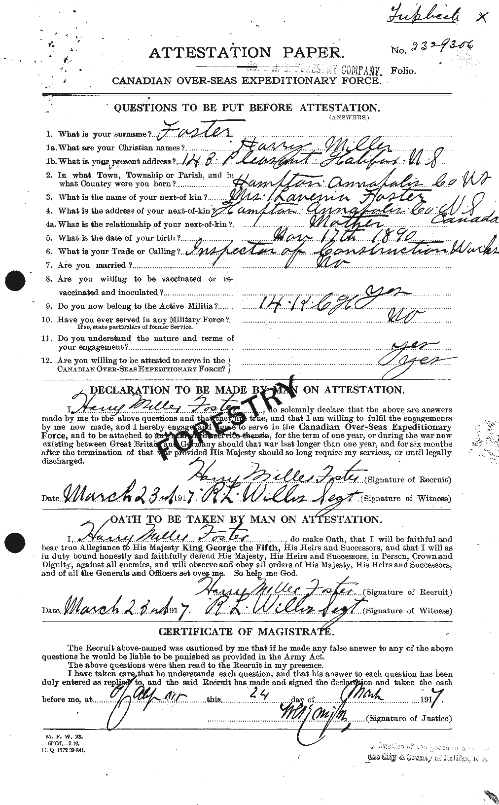 Personnel Records of the First World War - CEF 333232a